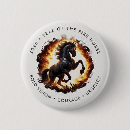 2026 Year of the Fire Horse Motivational 6 Cm Round Badge