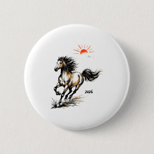 2026 Year Of The Horse Chinese Lunar Zodiac Shirt 6 Cm Round Badge