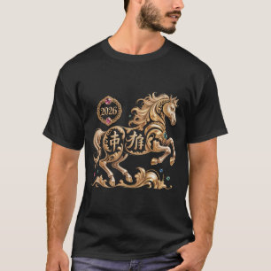 2026 Year of the Horse Chinese New Year Golden Hor T-Shirt