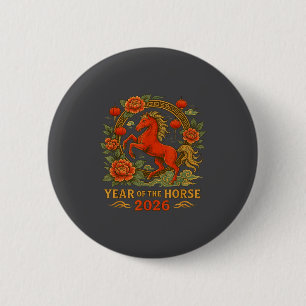 2026 Year Of The Horse Chinese Zodiac Chinese New 6 Cm Round Badge
