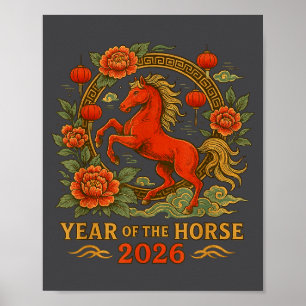 2026 Year Of The Horse Chinese Zodiac Chinese New  Poster