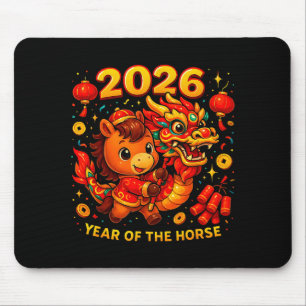 2026 Year Of The Horse Cute Lunar Newyear Art  Mouse Mat