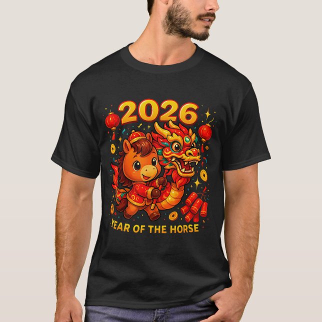 2026 Year Of The Horse Cute Lunar Newyear Art  T-Shirt (Front)