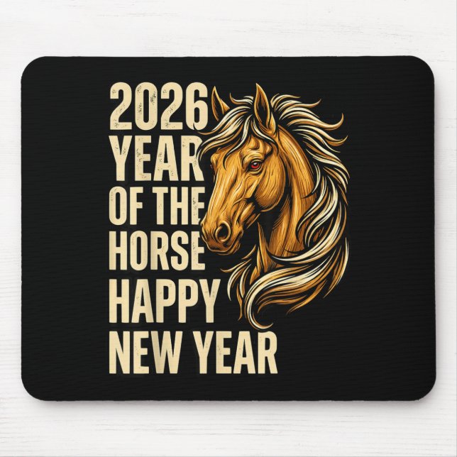 2026 Year Of The Horse Happy Chinese New Year Fire Mouse Mat (Front)
