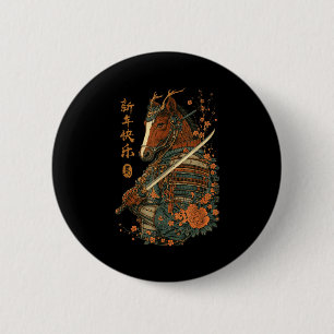 2026 Year Of The Horse Japanese Wave Art Lunar New 6 Cm Round Badge