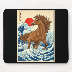 2026 Year Of The Horse Japanese Wave Art Lunar New Mouse Mat
