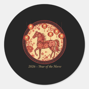 2026 Year Of The Horse Lantern Design – Floral Zod Classic Round Sticker
