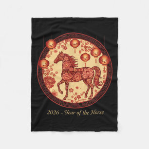 2026 Year Of The Horse Lantern Design – Floral Zod Fleece Blanket