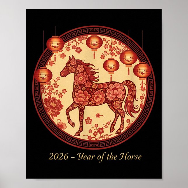 2026 Year Of The Horse Lantern Design – Floral Zod Poster (Front)