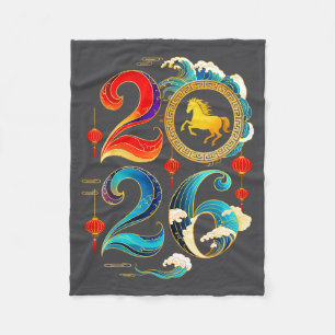 2026 Year Of The Horse Lunar Chinese New Year 2026 Fleece Blanket