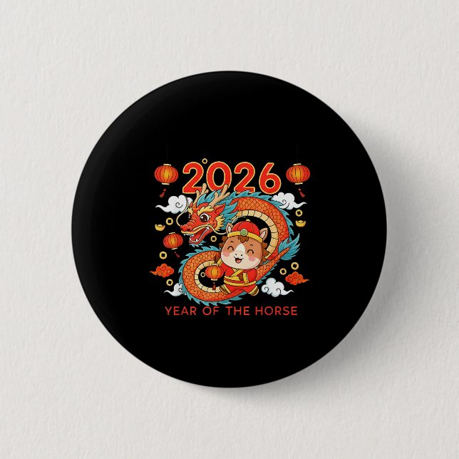 2026 Year Of The Horse Lunar New Year Chinese  6 Cm Round Badge (Front)