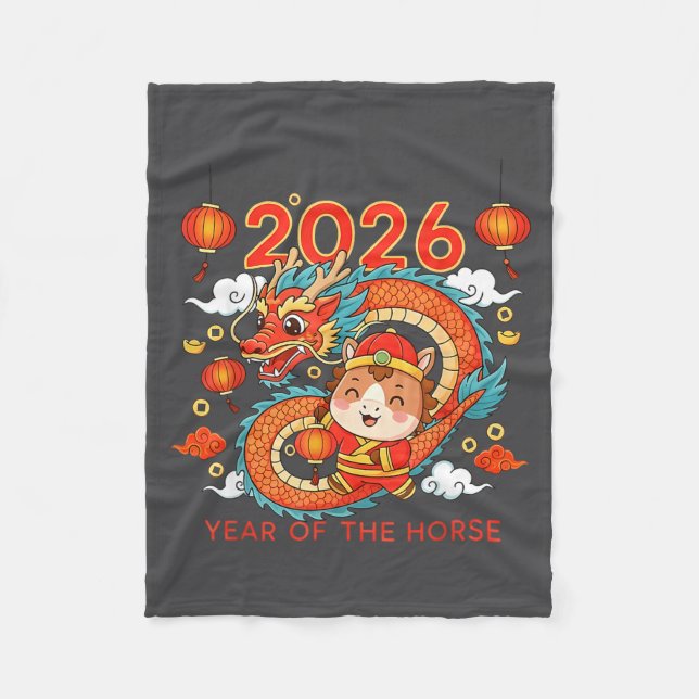 2026 Year Of The Horse Lunar New Year Chinese  Fleece Blanket (Front)