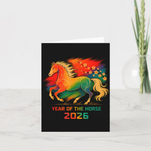 2026 Year Of The Horse Vibrant Zodiac Blossom Art  Card