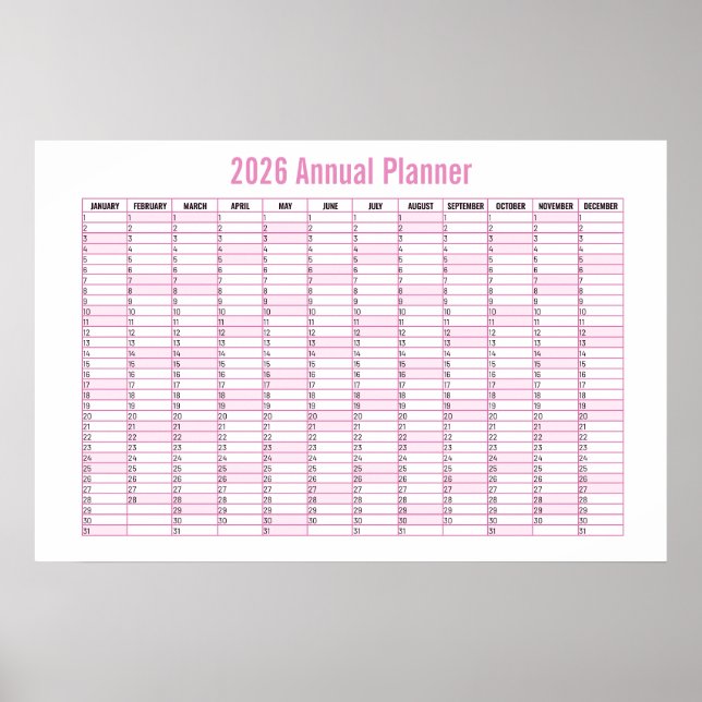 2026 Year-to-View Wall Planner Calendar  Poster (Front)