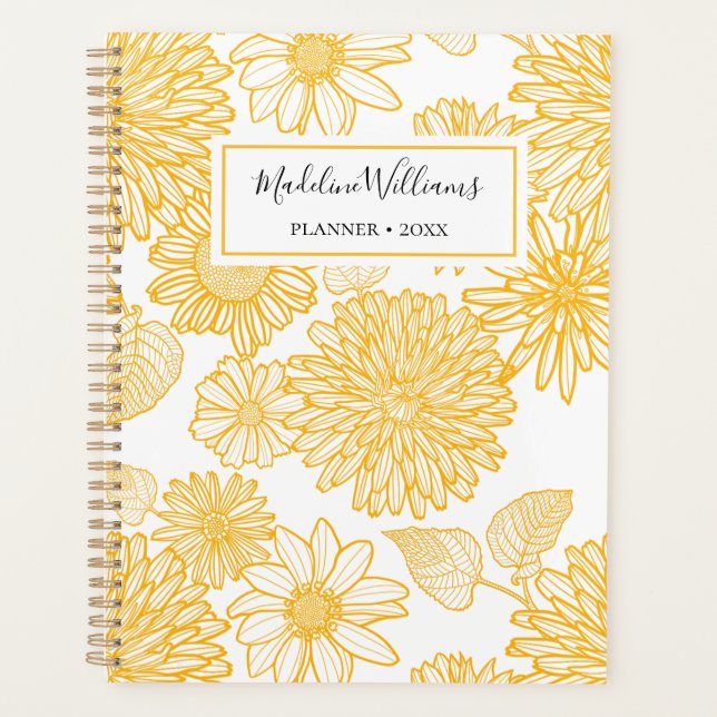 2026 Yellow Daisies & Dahlias | Personalised Planner (Front)