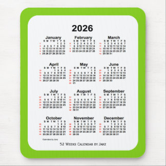 2026 Yellow Green 52 Week Calendar by Janz Mouse Mat