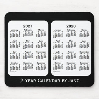 2027-2028 Black and White 2 Year Calendar by Janz Mouse Mat