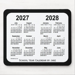 2027-2028 Black and White School Calendar by Janz Mouse Mat