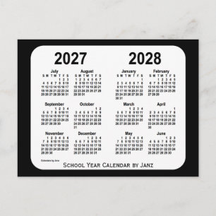 2027-2028 Black and White  School Calendar by Janz Postcard