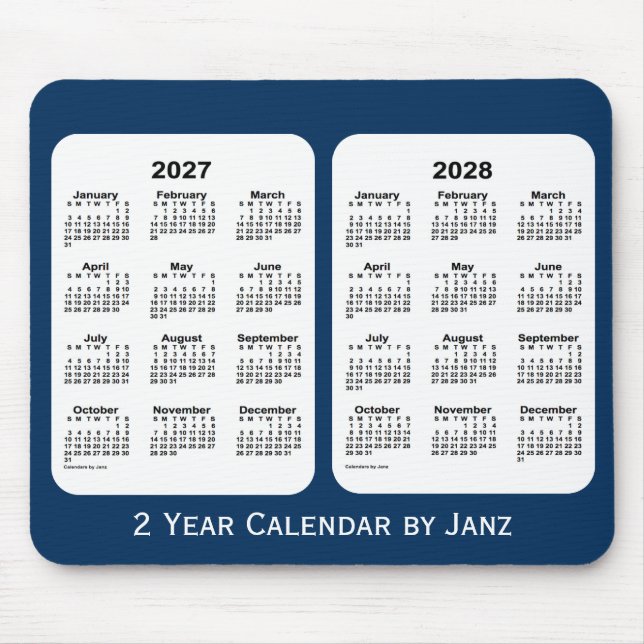 2027-2028 Police Box Blue 2 Year Calendar by Janz Mouse Mat (Front)