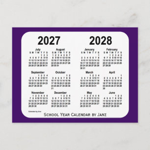 2027-2028 Purple Mini School Year Calendar by Janz Postcard