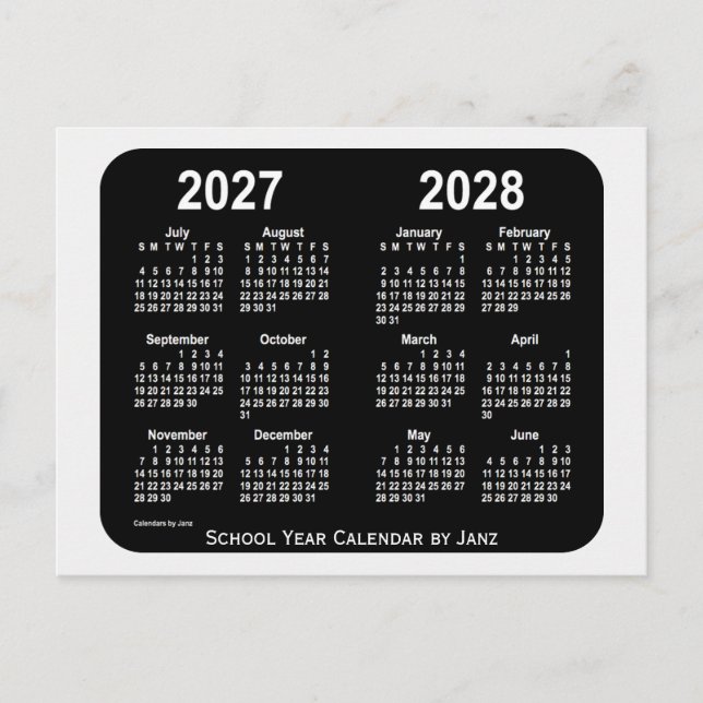2027-2028 Smokey Neon School Year Calendar by Janz Postcard (Front)