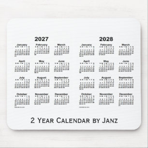 2027-2028 White 2 Year Calendar by Janz Mousepad