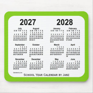 2027-2028 Yellow Green School Calendar by Janz Mouse Mat
