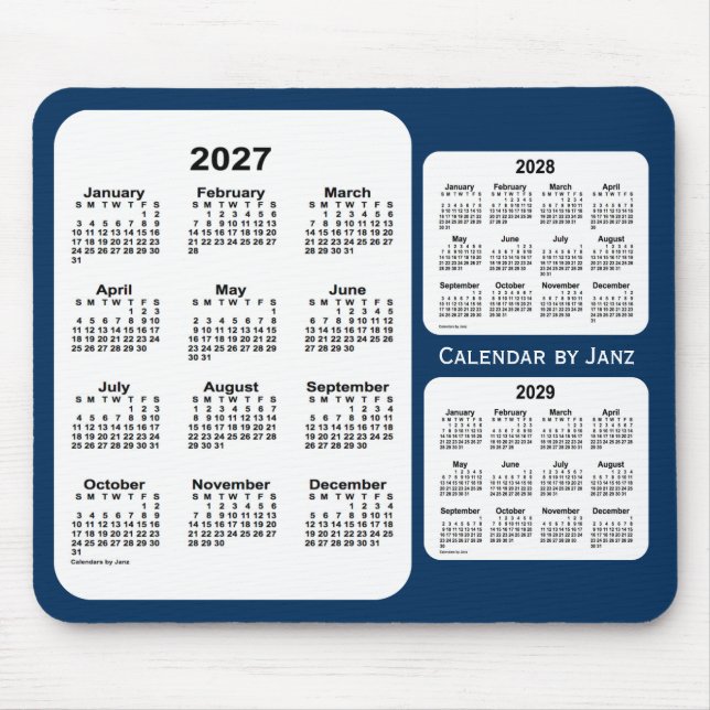 2027-2029 Police Box Blue 3 Year Calendar by Janz Mouse Mat (Front)