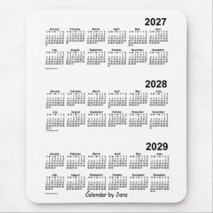 2027-2029 White 3 Year Calendar by Janz Mouse Mat