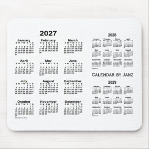 2027-2029 White 3 Year Calendar by Janz Mouse Mat