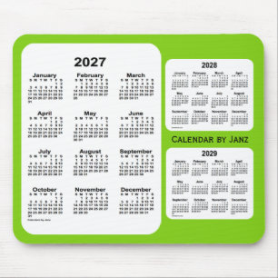 2027-2029 Yellow Green 3 Year Calendar by Janz Mouse Mat