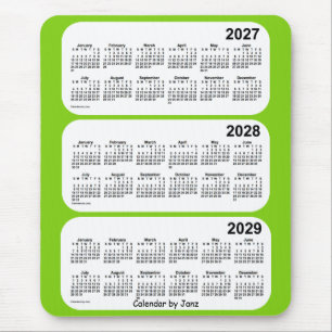 2027-2029 Yellow Green 3 Year Calendar by Janz Mouse Mat