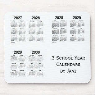 2027-2030 White 3 School Year Calendars by Janz Mouse Mat
