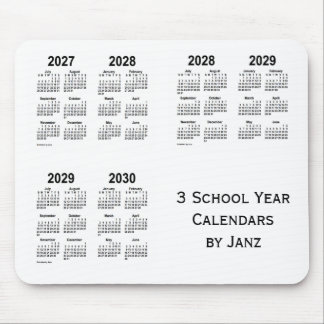 2027-2030 White 3 School Year Calendars by Janz Mouse Mat