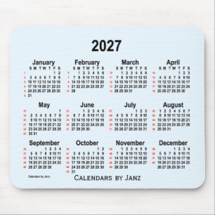 2027 Alice Blue 52 Weeks Calendar by Janz Mouse Mat