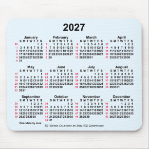 2027 Alice Blue 52 Weeks ISO Calendar by Janz Mouse Mat
