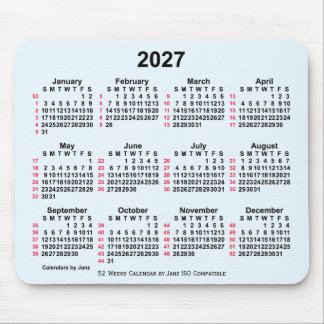 2027 Alice Blue 52 Weeks ISO Calendar by Janz Mouse Mat