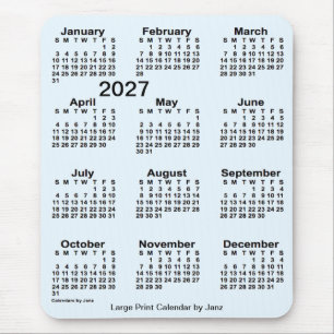 2027 Alice Blue Large Print Calendar by Janz Mouse Mat