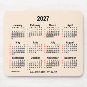 2027 Antique White 52 Weeks Calendar by Janz Mouse Mat
