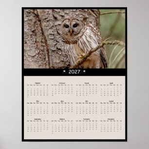 2027 Barred Owl Wall Calendar - Forest Echoes Poster