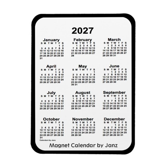 2027 Black and White Calendar by Janz Magnet (Vertical)