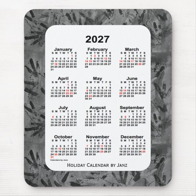 2027 Black Art Holiday Calendar by Janz Mouse Mat (Front)