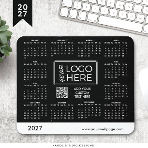 2027 Black Corporate Logo Calendar Mouse Pad