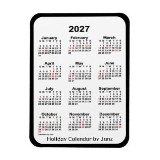 2027 Black Holiday Calendar by Janz Magnet