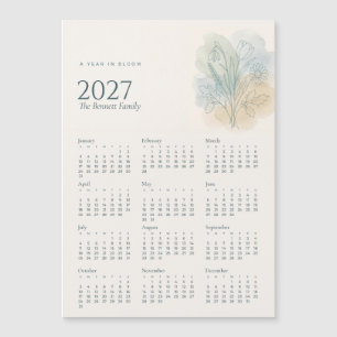 2027 Botanical Family Calendar Magnet