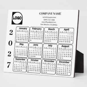 2027 Business Calendar Custom Logo Company Info Plaque