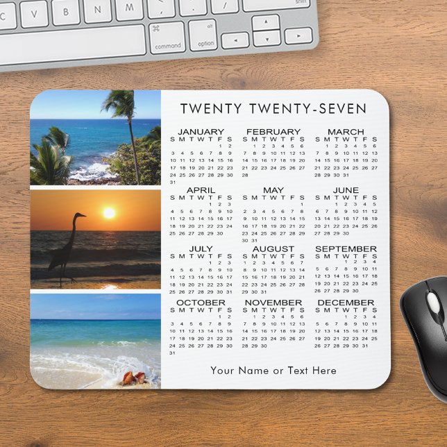 2027 Calendar 3 Photo Personalised Custom Colour Mouse Mat (Creator Uploaded)