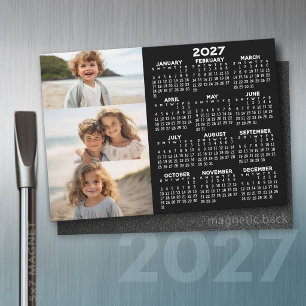 2027 Calendar - 3 Photos - Basic Black Magnet