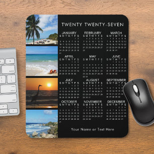 2027 Calendar 4 Photo Collage Personalised Colour Mouse Mat